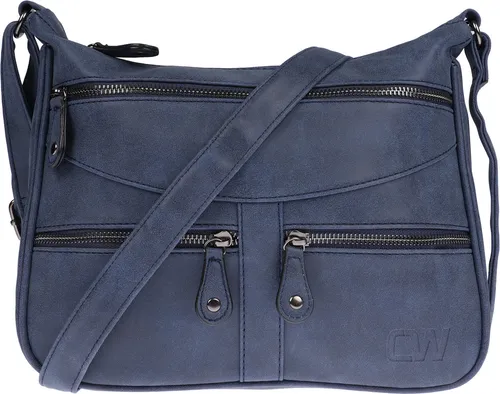 Christian Wippermann Damen Umhängetasche Crossover Bag in Blau - Umhängetasche aus PU in Lederoptik, butterweich und strapazierfähig. Mit mehreren Fächern für optimale Organisation und individuell einstellbarem Riemen bis 155 cm.