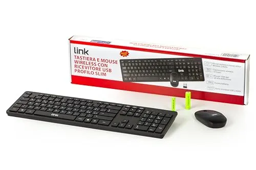 LINK LKTAST13 Kit Italienische Tastatur und kabellose Maus, Schwarz