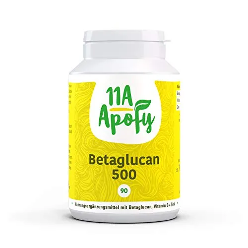 11A-Apofy | Betaglucan 500 | Aus Reinzuchthefe | Mit Vitamin C und Zink | 90 Kapseln