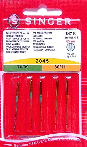 Singer N2045B05AS847R Jerseynadel 2045 Mix 5er Nadel, Metall, Silber, 7 x 0,03 x 4 cm