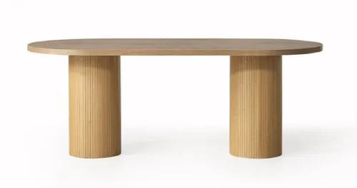 Esstisch Luxus – Moderner Holztisch für Ihr Esszimmer - Eleganter Esstisch aus hochwertigem Holz, ovaler Form und in hellem Braun. Ideal für bis zu 6 Personen. Perfekt für stilvolle Esszimmergestaltung. Maße: 200 x 90 x 76 cm.