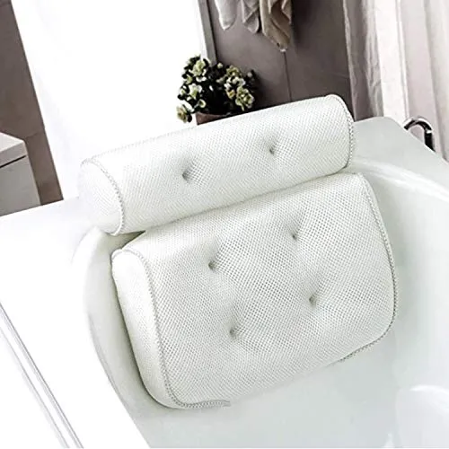 Yuning Badewannenkissen, Komfort badewanne kopfkissen mit Saugnäpfen, Badewannenkissen Nacken, badewanne nackenpolste für Home Spa Whirlpools,Weiß Kopfstütze