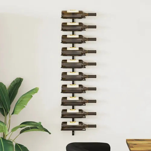 Wand-Weinregal für 10 Flaschen - Schwarz Metall - Stylisches Weinregal für 10 Flaschen, platzsparend und ideal für jeden Raum. Aus robustem Metall gefertigt, verleiht es Ihrem Zuhause einen eleganten Touch.