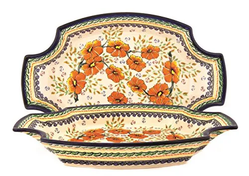 Original Bunzlauer Keramik Servierplatte, 33,3x22,5x4,6 cm (LxBxH) im einzigartigem Dekor EX225