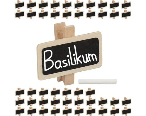 relaxdays Blumensamen Relaxdays Tafelklammern 48 Stück, zum Beschriften, mit Kreide, Kräu