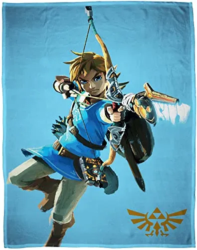 The Legend of Zelda Wohndecke Arrow Blau 160 x 200 cm - Kuschelige Flanell-Decke im Zelda-Design für Jungen und Mädchen. Ideal für gemütliche Stunden im Kinderzimmer, pflegeleicht und hautfreundlich aus 100% Polyester.