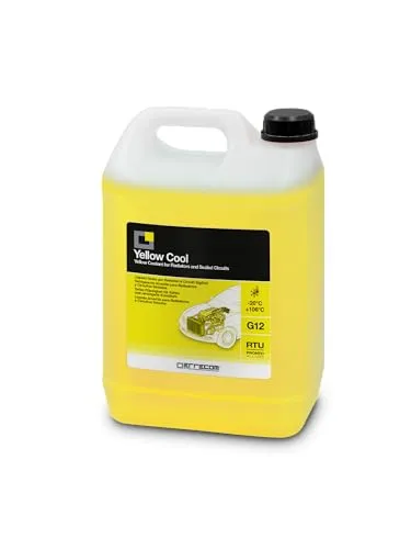 ERRECOM Yellow Cool, Gelbe Fluoreszierende Kühlerflüssigkeit -20°C, G12-Frostschutzmittel mit Oat-Inhibitorpaket auf organischer Basis, gebrauchsfertig, 5 Liter