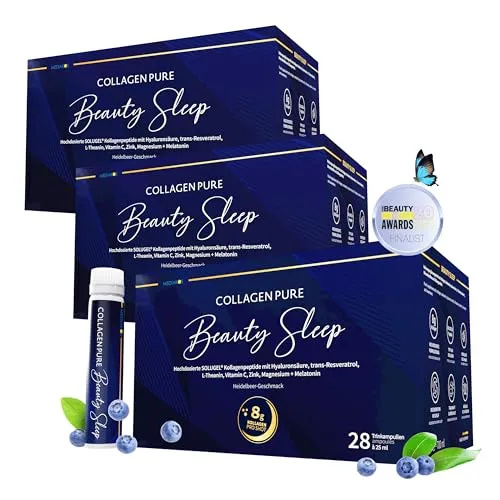 COLLAGEN PURE Beauty Sleep – Hochdosierte Kollagen Trinkampullen mit Melatonin - Genieße erholsamen Schlaf mit COLLAGEN PURE Beauty Sleep! Diese Trinkampullen kombinieren hochdosiertes Kollagen und Melatonin für eine nächtliche Erneuerung Deiner Haut. Ideal für entspannte Nächte und eine strahlende Haut am Morgen.