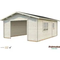 Holzgarage Bausatz ROGER 44mm - 470x570cm ohne Tor - Gartenhaus aus nordischer Fichte mit 44mm Wandstärke, ideal für die sichere Unterbringung von Fahrzeugen und Gartenutensilien.