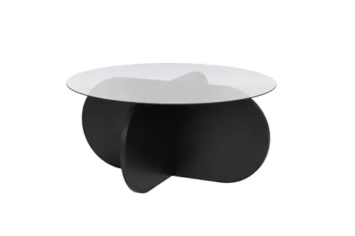 Moderner Couchtisch aus melaminbeschichteter Spanplatte - Stylischer Wohnzimmertisch in Schwarz-Transparent, ideal für jedes Wohnzimmer. Mit kompakten Maßen 75x75x35 cm bietet er Platz für Dekoration und Snacks.