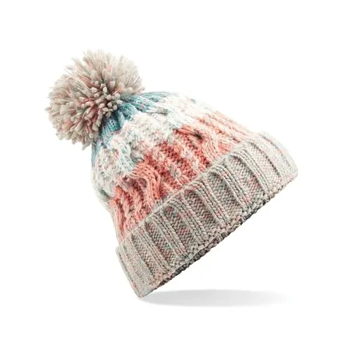Beechfield Unisex Erwachsene Korkenzieher Strick Pom Beanie Gr. One Size, Mehrfarbig (Milkshake Mix 000)