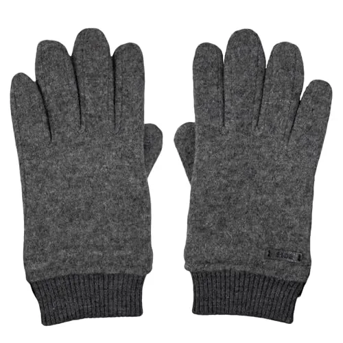 BOSS Fleecehandschuhe Kalsper R mit Metallschild in grau von BOSS