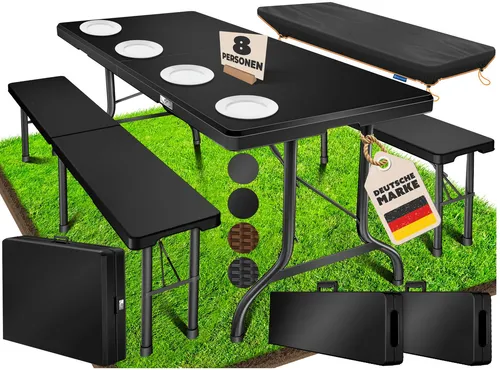 KESSER® Bierzeltgarnitur 3-teilig Set Tisch & 2x Bank - Esssets für die Terrasse - Klappbare Bierzeltgarnitur für bis zu 10 Personen, robust und transportabel, ideal für Partys und Veranstaltungen im Innen- und Außenbereich.