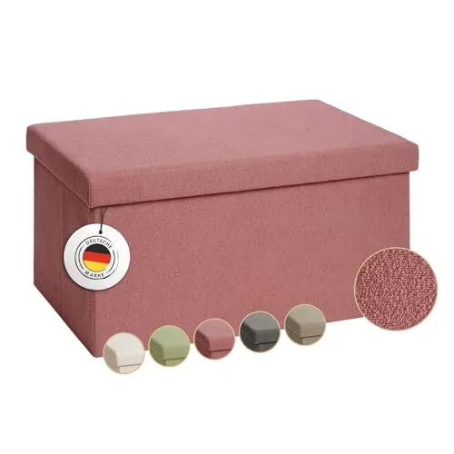Laleni Sitzbank mit Stauraum groß - Bequeme Truhenbank in Koralle - Sitzbänke & -truhen mit 89 Litern Stauraum, robuster Boucle-Stoff und bis zu 300 kg belastbar – ideal für Kinderzimmer und Flur.