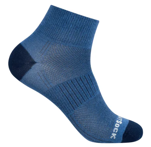 Wrightsock Sportsocken Quarter Coolmesh II (dünn, atmungsaktiv, bequem) seeblau/navyblau- 1 Paar, Größe: 37,5-41