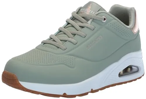 SKECHERS UNO SHIMMER AWAY Slip-On Sneaker für Damen, Gr. 40, grün - Sneaker aus Lederimitat mit kontrastfarbigen Details. Ideal für Freizeit und Alltag, ausgestattet mit Skechers Air-Cooled Memory Foam für optimalen Komfort.