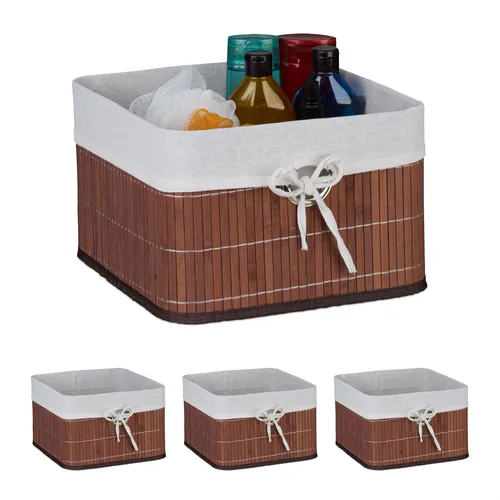 Aufbewahrungskorb Bad Korb Aufbewahrungsbox Bambus Körbchen Ordnungskorb Set