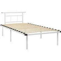 vidaXL Bettgestell Weiß Metall 100x200 cm
