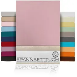 Beautex Spannbettlaken Spannbetttuch Bettlaken aus gekämmter Baumwolle Premium Jersey 160g/m2, Jersey, Gummizug: rundum, (1 Stück) rosa 140 cm x 200 cm