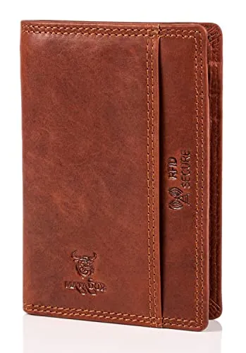 MATADOR Slim Wallet Herren Kreditkartenetui aus Leder mit RFID Schutz - Herren-Geldbörse aus hochwertigem, antikem Rinds-Leder mit RFID blockierendem Innenfutter. Schützt Ihre Karten und Pässe vor Datendieben. Kompakt und handgefertigt, ideal für den täglichen Gebrauch.