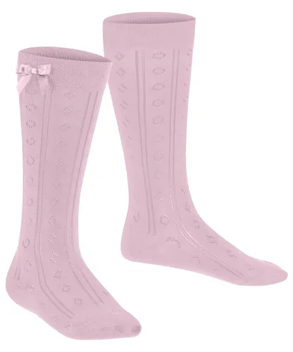 Falke Kniestrümpfe Ajour (aus Baumwolle, Ajour-Muster) rosa/pink Mädchen - 1 Paar, Größe: 27-30