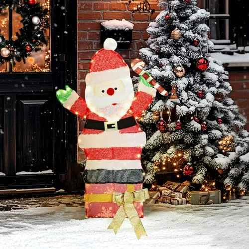 Outsunny LED Weihnachtsmann Dekoration - Weihnachtlicher Zierschmuck mit 97 warmweißen LEDs, wetterfest und ideal für Innen- und Außenbereich, um festliche Magie zu verbreiten.