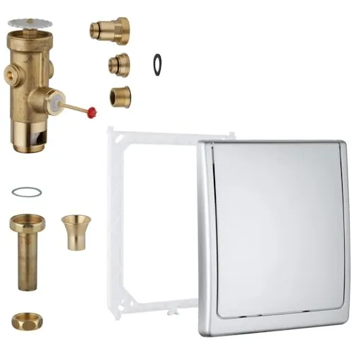 GROHE WC-Druckspüler mit Classic-Abdeckplatte - Zubehör & Accessoires – Wandeinbau mit einstellbarem Wasserverbrauch von 6-9l, ideal für effizienten Wasserverbrauch und langlebige Qualität mit GROHE Long-Life Shine Oberfläche.