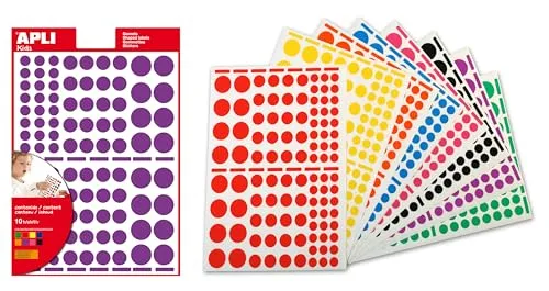 APLI-AGIPA Paket mit 1040 Aufklebern, ausgewählte Farben und Formate – 10 Blätter im Format 160 x 216 mm