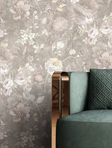 NEWROOM Tapete Braun Vliestapete Blumen in pink von Newroom