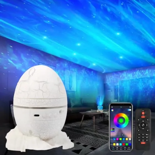 Gaoxun Sternenhimmel Projektor, RGBW Dinosaurier Ei Galaxy Sternenlicht Nachtlicht mit Fernbedienung/APP Steuerung, Timer, Bluetooth Lautsprechermit Weiß Rauschen, Sternenprojektor für Kinder