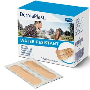 Hartmann Pflaster DermaPlast, 100 Strips, wasserfest, atmungsaktiv, 7,2 x 1,9 cm