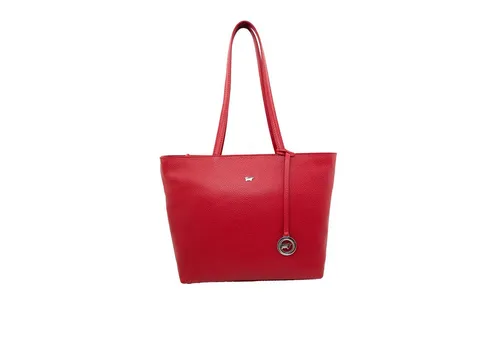 Braun Büffel HANNA Shopper S Umhängetasche in Rot - Der kompakte HANNA Shopper überzeugt mit cleverer Innenorganisation und genarbtem Leder. Sportiv-elegant mit abnehmbaren Logoanhänger, ideal für den täglichen Einsatz.