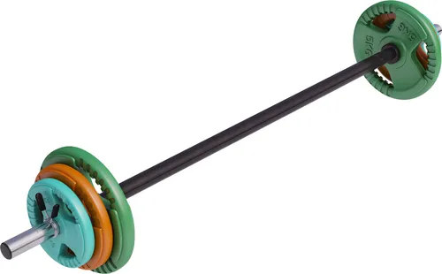 GORILLA SPORTS Hantel-Set 19,3 kg - Hantelset für Krafttraining mit 130 cm langer Hohlkernstange und Gummi-Ummantelung. Flexibel einstellbar mit 6 Gewichten für individuelles Workout.