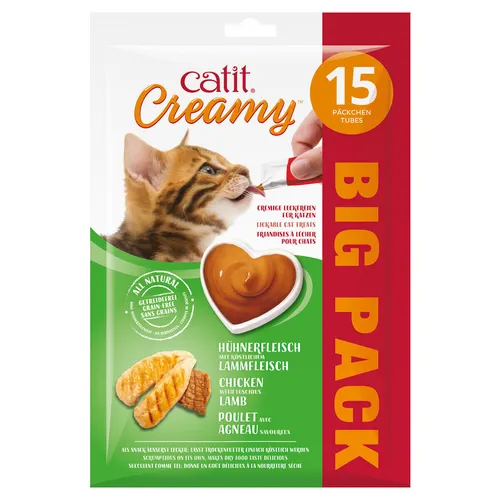 Catit Creamy Huhn & Lamm Bigpack 15 x 10 g, Katzensnack, NEU