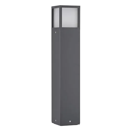 Lucande Pollerleuchte Dewari, Modernes Design in Dunkelgrau - Außenleuchte aus Aluminiumdruckguss und Polycarbonat, 1 flammig mit E27 Fassung, ideal für stilvolle Akzente im Garten oder Eingangsbereich.