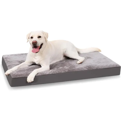 LuxusKollektion Orthopädisches Hundebett XL 105x70x8 cm für große Hunde - Käfige und Schlafkomfort: Das orthopädische Hundebett mit Eierkiste Schaumstoff entlastet Gelenke und sorgt für erholsame Nächte. Abnehmbare Hülle für einfache Reinigung und rutschfeste Unterseite für Stabilität.