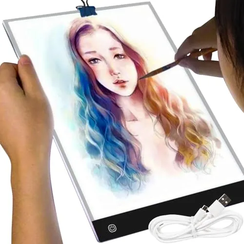 Lichtpad A4 LED mit Einstellbarer Helligkeit - Praktisches A4 Lichtpad mit USB-Anschluss, ideal für präzises Nachzeichnen und Diamond Painting. Perfekt für Kinder und Erwachsene, sorgt für gleichmäßige Beleuchtung.