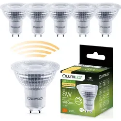LUMILED GU10 LED Lampe dimmbar 8W 650 Lm Leuchtmittel 3000K warmweiß Strahler, ersetzt 80W Halogenlampen 36° Reflektorlampen Reflektor 6 Stück L...