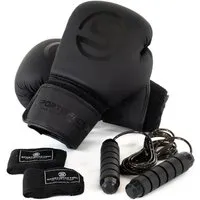 Sportisfaction Boxhandschuhe 14oz mit Bandagen & Springseil | Hochwertige Unterstützung für Boxtraining - Robuste Boxhandschuhe aus hochwertigem PU-Leder für lange Haltbarkeit. Inklusive Bandagen für optimalen Handgelenkschutz und einem Springseil für effektives Training.