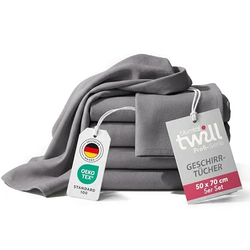 Blumtal 5er Set Premium Geschirrtücher Baumwolle 50x70 cm in grau von Blumtal