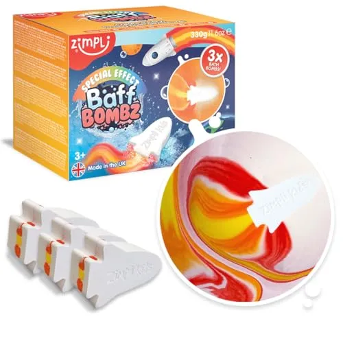 Stück Große Rakete Badebomben von Zimpli Kids, Flamme Spezialeffekt Badebomben für Kinder, Handgemachtes Schaumbad Sprudelbad Sprudelbäder Geschenkset, Geburtstagsgeschenke für Jungen & Mädchen ab 3 3