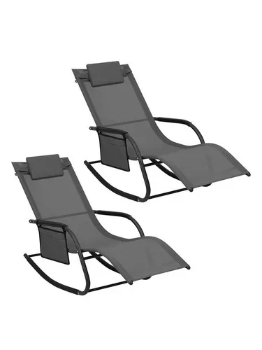 Woltu Gartenliege 2 St., wetterfester Liegestuhl mit Kopfstütze - 2 wetterfeste Gartenliegen mit ergonomischem Design, bis 150 kg belastbar. Ideal für entspannte Stunden im Freien oder drinnen – praktisch mit seitlicher Tasche.
