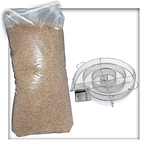 Buche Räucherspäne mit Kaltrauchgenerator Edelstahl Kaltraucherzeuger Rund Rauchgenerator Kalträucherspirale für Kugelgrill Smoker und Räucherofen 15 kg
