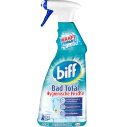 Henkel Biff Bad Hygiene Total 750 ml - Kraftvoller Badreiniger für strahlende Sauberkeit. Entfernt Kalk und Flecken mühelos und sorgt für hygienisch reine Oberflächen. Ideal für die regelmäßige Pflege im Bad.