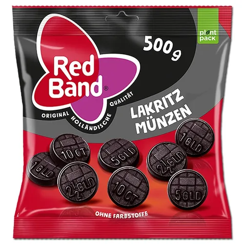 Red Band Lakritz Münzen 500 g - Fruchtgummis/Lakritze, köstliche Lakritzmünzen für den perfekten Snackgenuss.