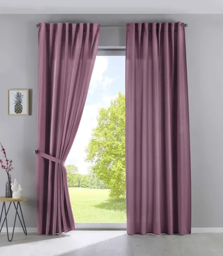 Vorhänge Schlaufen Cationic »JENA« Altrosa 250x140 cm - Gardinen & Vorhänge in Leinen Optik mit Verdunkelungseffekt, ideal für ein modernes Zuhause. Schlaufen und Kräuselband 2in1 für vielseitige Aufhängemöglichkeiten.