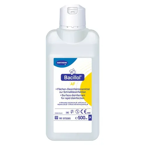 Bode Bacillol® AF Flächendesinfektionsmittel 500 ml - Wundbehandlungsmittel, alkoholisches Schnell-Desinfektionsmittel für alle wasserbeständigen Oberflächen, wirkt bakterizid, fungizid und begrenzt viruzid - ideal für infektionsgefährdete Bereiche.