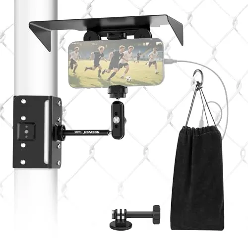 NEEWER Magnethalterung Zaun Halterung mit Schatten, Phone Fence Mount, kompatibel mit iPhone Mevo Start GoPro Insta360 DJI Pocket Radar Gamechanger, Baseball Tennis Spiele, Streaming Zubehör, CA145