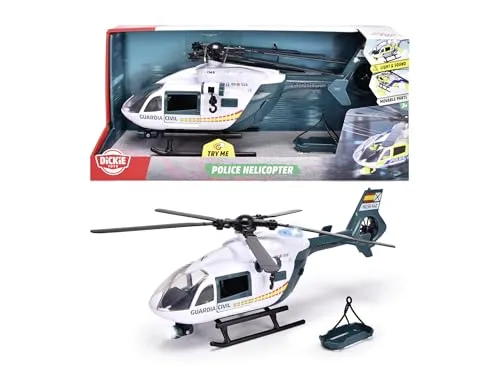 Dickie Toys Helikopter der Guardia Civil 36 cm mit Licht und Sound, Propeller mit Seil, abnehmbare Trage, Türen und Kofferraum, Batterien im Lieferumfang enthalten, ab 3 Jahren (203716028SI1)