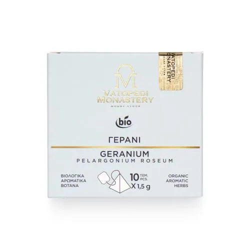 Bio-Geraniumtee mit Bio-Kräutern vom Berg Athos (Pelargonium Roseum) - 15g